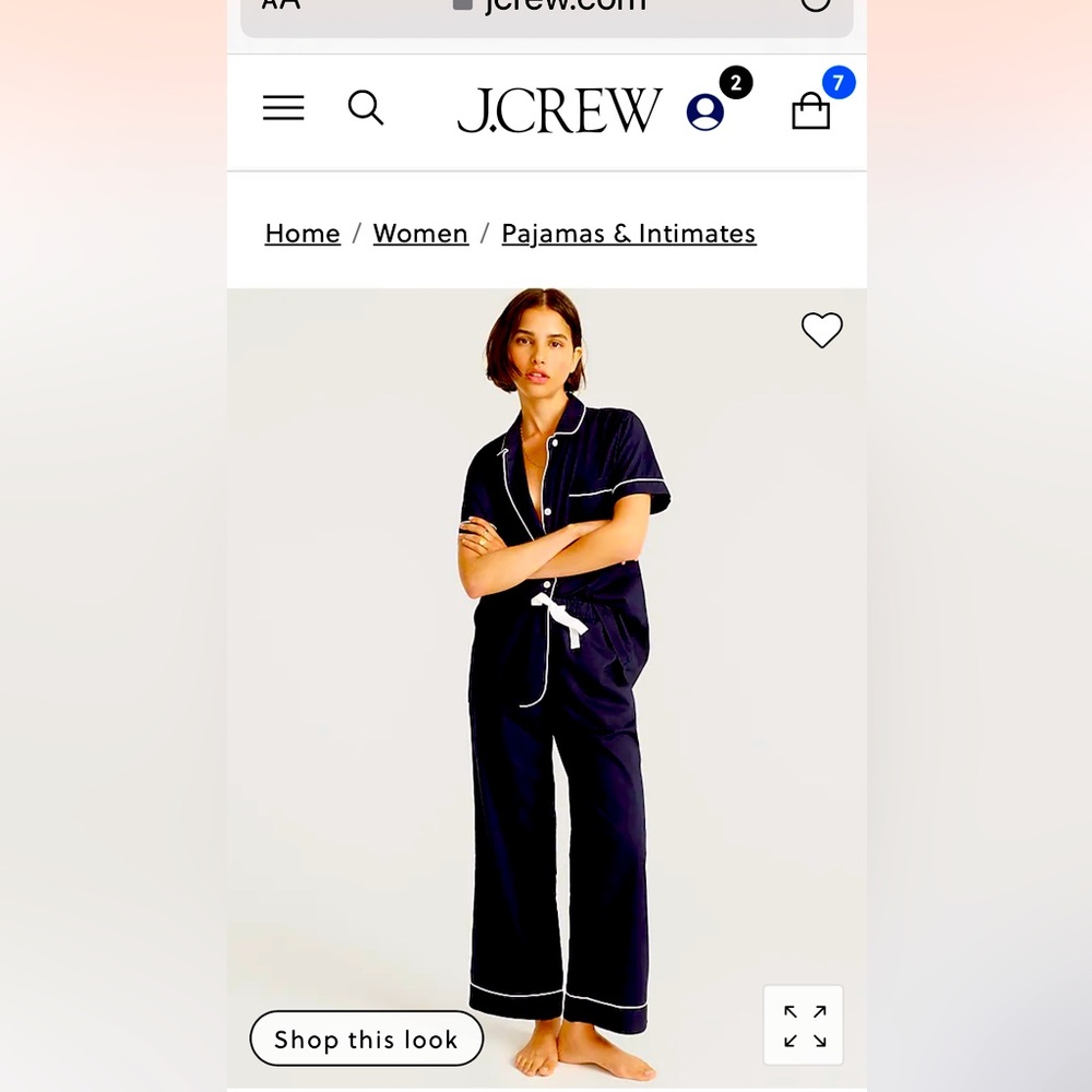 J.crew End-on -end cotton pajama set